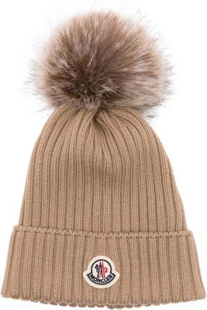 Moncler Fur Bobble Hat - unisex - Moncler - Accessories - Beige - S - Accessories