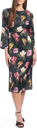Sachin & Babi Alexa Floral Satin Cocktail Dress in Dark Midnight Bouquet at Nordstrom Rack, Size 4