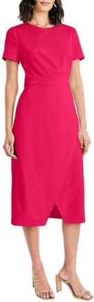 Maggy London Short Sleeve Tulip Hem Midi Dress in Jazzy Pink at Nordstrom Rack, Size 18 (Similar To 16W)