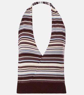 Aya Muse Knitted striped halterneck top