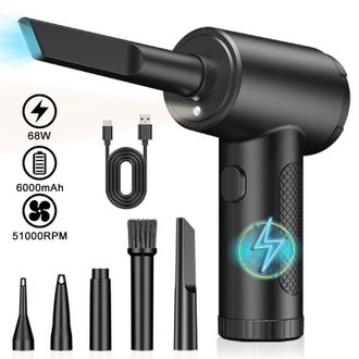OEM Ventilador De Aire Comprimido Para Pc, 3 Velocidades, 51000 Rpm, Inyecci&oacute;n El&eacute;ctrica De Aire Comprimido Con Luz Led, Kit 2 En 1 Mini Ventilador Para T