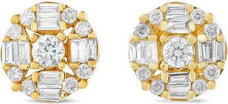 Luxury Bazaar 14kt geelgouden oorbellen met diamanten cluster