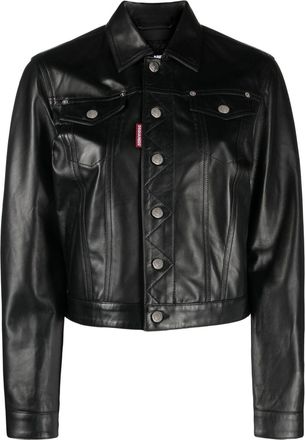 Dsquared2 single-breasted leather jacket - women - Sheepskin - 40 - Black