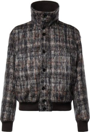 Dolce & Gabbana Bomberjack met ruitpatroon in mohairmix - Heren - Jassen - Veelkleurig - Maat: M Mohair