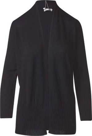 Kinross Cashmere Womens Rib Trim Cardigan In Black