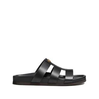 Valentino Schoenen, Heren, Zwart, 40 1/2 EU, Leer, Studshield Slide Sandaal
