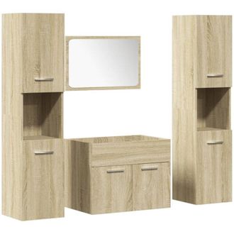 vidaXL Juego De Muebles De Ba&ntilde;o 4 Pzas Contrachapada Roble Sonoma Vidaxl