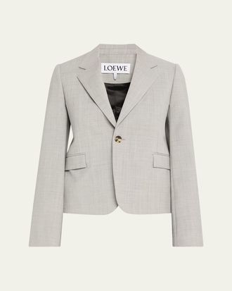 ジャケット Loewe Single-Breasted Jacket In Wool Loewe Wool single-breasted jacket with flap pockets | The