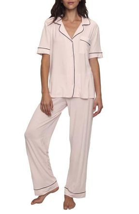 Eberjey Gisele Short Sleeve Pant Pajamas in Sorbet Pink/Black at Nordstrom, Size X-Small