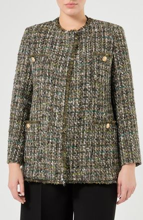 Marina Rinaldi Tweed Jacket in Kaki at Nordstrom, Size 14W