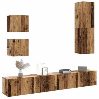 Berkfield Home 5 Piece TV Cabinet Set Wall-mounted Old Wood Engineered Wood in Brown