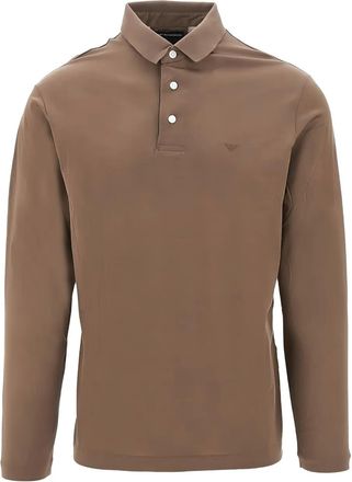 Emporio Armani logo-embroidered polo shirt - Brown