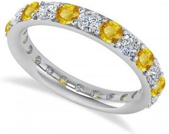 Allurez Diamond & Yellow Sapphire Eternity Wedding Band 14k White Gold (2.00ct)