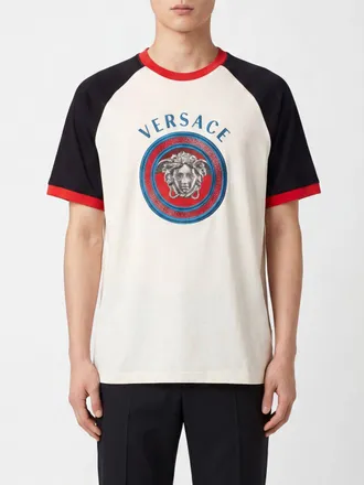 Versace Medusa Logo Cotton T-Shirt with Contrast Profiles