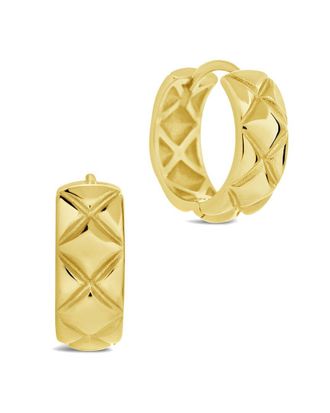 Sterling Forever 14K Plated Bridget Quilted Micro Hoops
