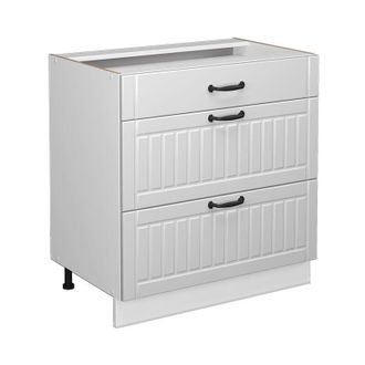 Vicco Mueble Bajo De Cocina Fame-line, Blanco Casa De Campo, 80 Cm Con 3 Cajones, Et Antracita