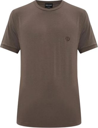 Giorgio Armani T-shirt met geborduurd logo - Heren - T-shirts - Bruin - L - Tops