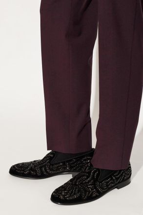 Dolce & Gabbana Shoes With Shimmering Loafers-type Embellishments, Mens, Black