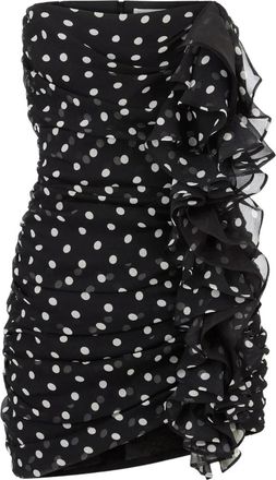 Nina Ricci Polka Dot Bustier Mini Jurk - Dames - Feestkleedjes - Zwart - XS - Polyester - Kleedjes