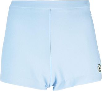 Sporty & Rich x Lacoste logo-patch mini shorts - women - Polyamide/Elastane - 42 - Blue