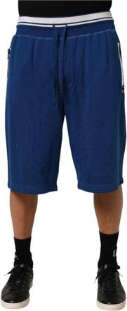 Dolce & Gabbana Blauwe Bermuda Trainingsbroeken Shorts - Heren - Korte Broeken - Blauw - L - Katoen - Korte Broeken