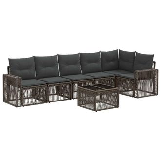 vidaXL Conjunto De Sof&aacute;s De Jard&iacute;n 7 Pcs Gris Y Gris Oscuro Vidaxl