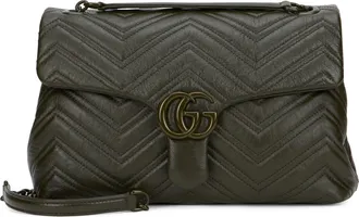 Gucci Womens Shoulder Bag Marmont Black Leather Calf Skin