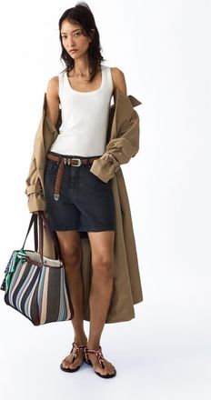 H&M High-waist denim shorts in Dark Gray at Nordstrom, Size 18