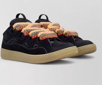 Lanvin lace detail sneakers suede panels rubber sole