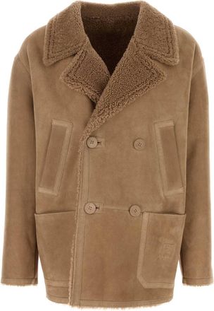 Fendi Mens Camel Shearling Jacket - Tan Sheepskin - Size EU 50 (Mens)
