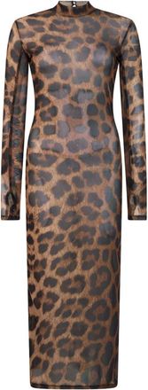 Philipp Plein Lange Jurk - Dames - Avondkleed - Bruin - 2XL - Polyester - Kleedjes