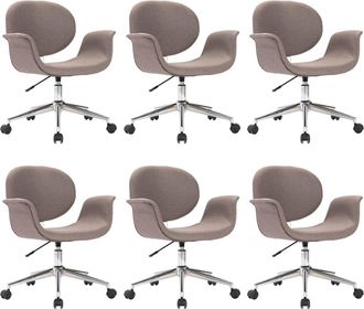 vidaXL Sillas De Comedor Giratorias 6 Unidades Tela Gris Taupe Vidaxl