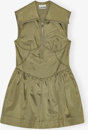 Ganni Dress in Green Nylon - Size 10/12 Beige