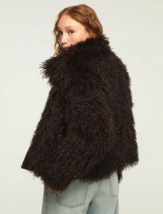 Lucky Brand Womens Shaggy Faux Fur Coat