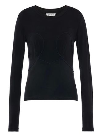 Maison Margiela seam-detail T-shirt - women - Cupro/Spandex/Elastane - S - Black