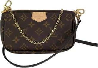 Louis Vuitton Tweedehands Canvas Louis Vuitton tassen - Dames - Vintage Schoudertas - Bruin - ONE Size - Tweed - Vintage
