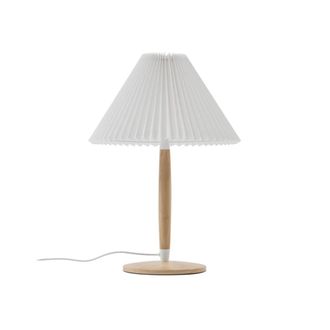 Lucande L&aacute;mpara de mesa de madera marr&oacute;n