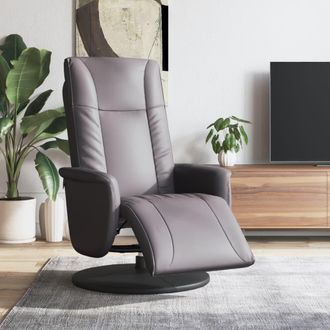 vidaXL Sill&oacute;n Reclinable Con Reposapi&eacute;s Cuero Sint&eacute;tico Gris Vidaxl