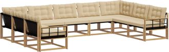 vidaXL Set Di Divani Da Esterno 9 Pz Bianco E Beige Vidaxl