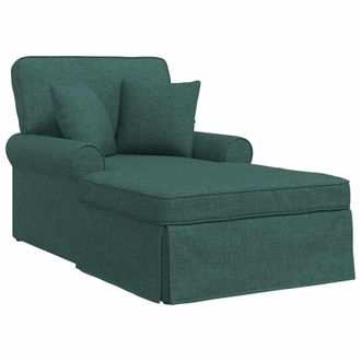 vidaXL Chaise Lounge Con Falda Con Coj&iacute;n 3 Pcs Verde Oscuro Tela Vidaxl