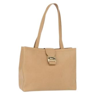 Ferragamo Pre-owned Handbags, female, Beige, Size: ONE SIZE Pre-owned Leather Handbag