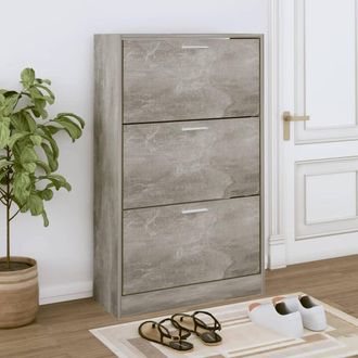 vidaXL Vidaxl - Mueble Zapatero Madera Contrachapada Gris Hormig&oacute;n 63x24x103 Cm
