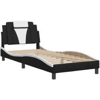 vidaXL Cama Con Cabecero Cuero Sint&eacute;tico Negro Y Blanco 80x200 Cm Vidaxl