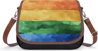 Generic Watercolor LGBT Rainbow Flag Small Womens Crossbody Bags Shoulder Handbag with Adjustable Strap for Travel