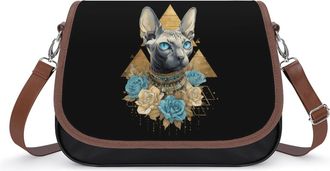 Generic Egyptian Sphynx Cat Small Womens Crossbody Bags Shoulder Handbag with Adjustable Strap for Travel