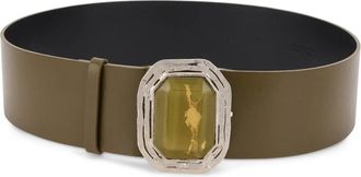 Alberta Ferretti Leather Belt with Buckle - female - Alberta Ferretti - Belts - Green - M - Accessories