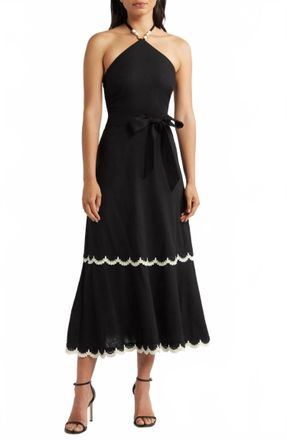 Eliza J Beaded-Strap Contrast Dress In Black