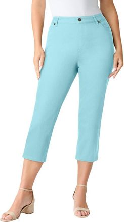 Roaman's Plus Size 24/7 Stretch Capri Jean in Light Turq at Nordstrom, Size 32