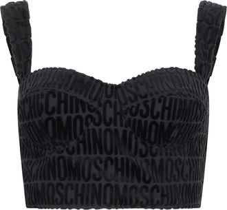Moschino Korte top met dunne bandjes - Dames - Tops zonder mouwen - Zwart - S - Katoen - Tops