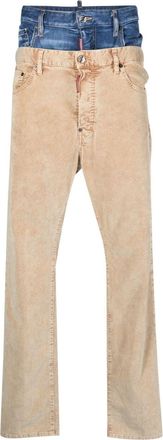 Dsquared2 double-waistband corduroy trousers - men - Spandex/Elastane/Cotton/Cotton/Plastic - 48 - Neutrals
